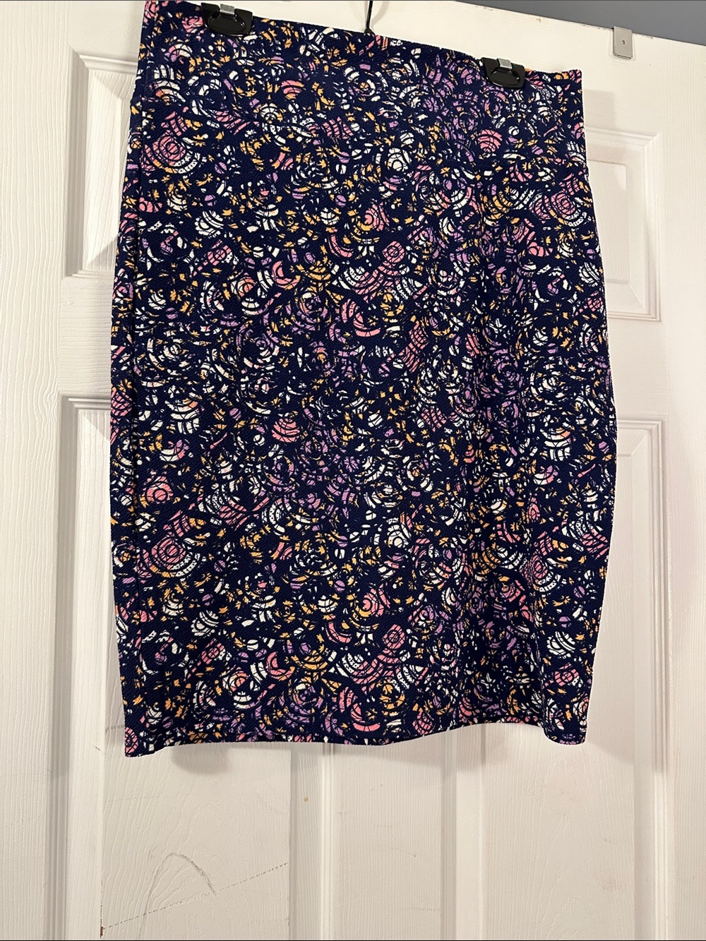 Women's Navy Print Pencil Skirt